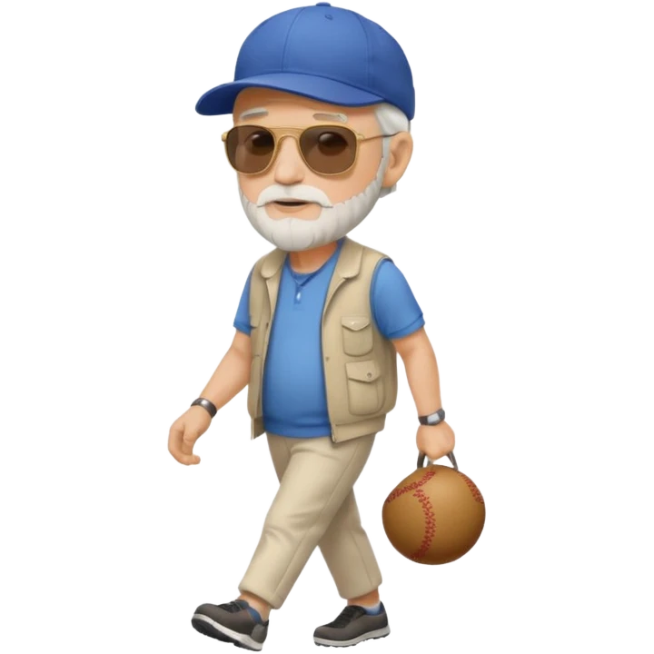 walking old white man wearing baseball cap with soft beard  and dark sunglasses emoji