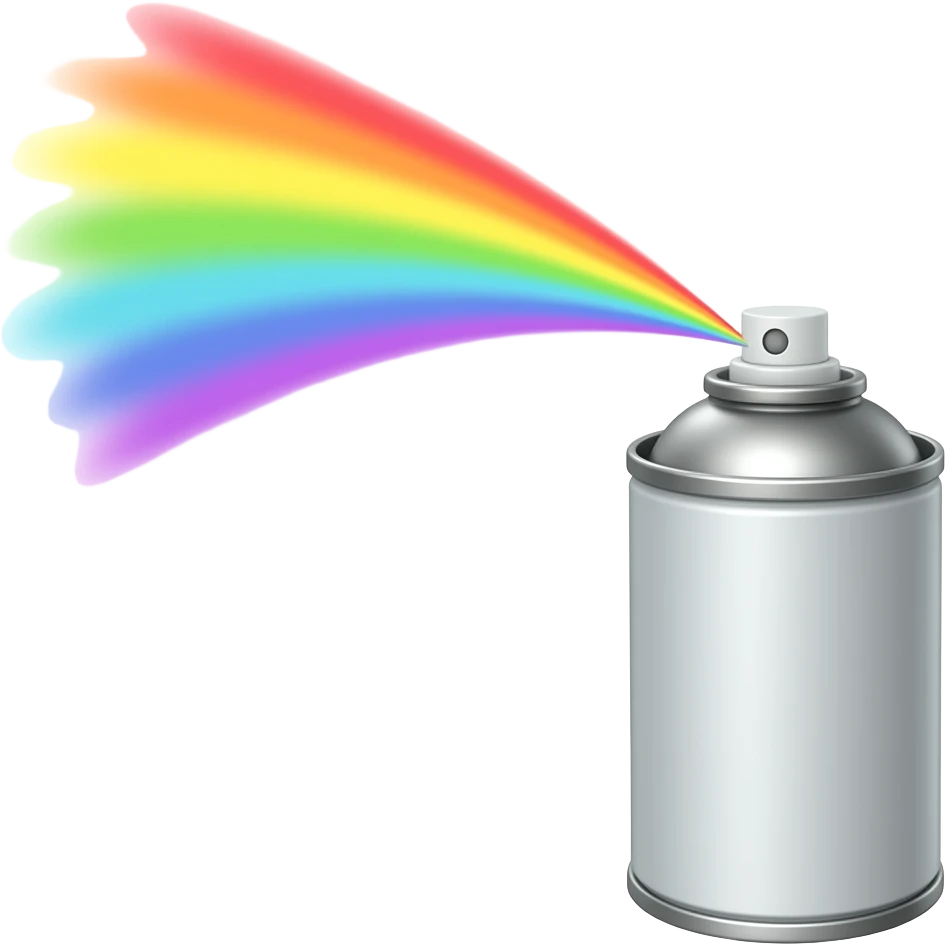 Small colorful spray can spraying rainbow emoji