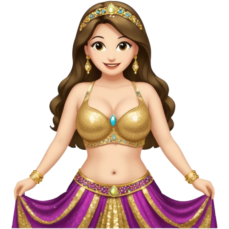 naked bellydancer with very massive naked breasts, giant cleavage emoji