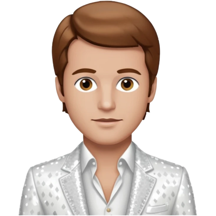 Peter Allen with Brown Hair, White Sequin Outfit emoji