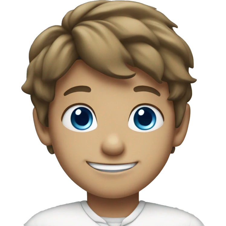 smiling boy in white shirt Blue Eyes emoji