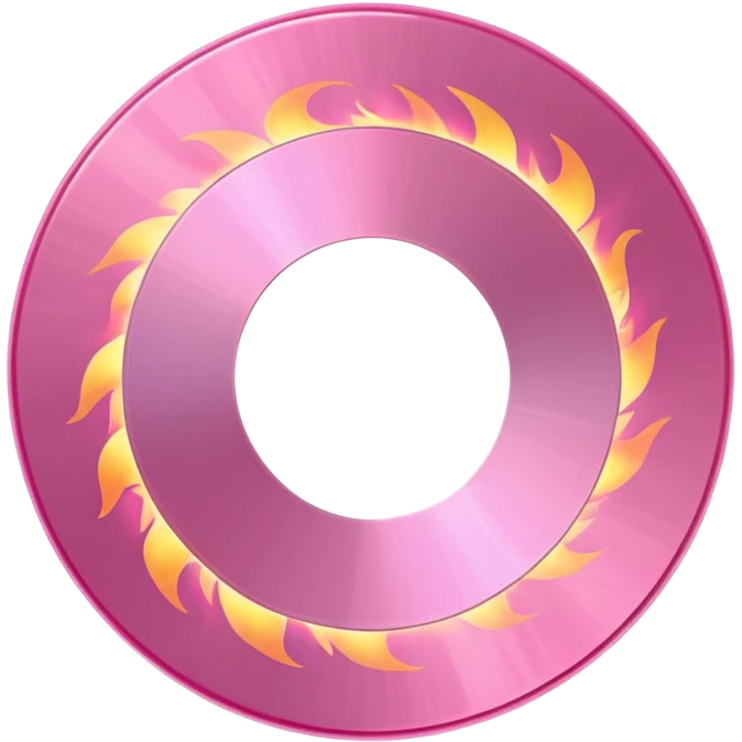 A minimalist CD disc with subtle pink flames, glowing effect, variation 3 emoji