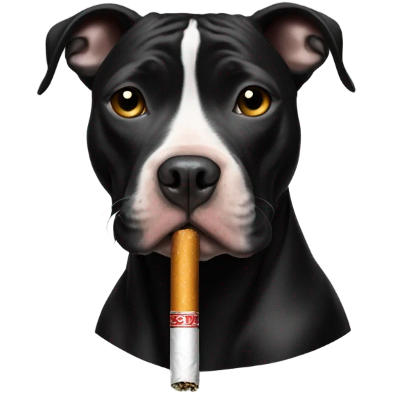 Small black pit bull smoking a cigarette unamused emoji