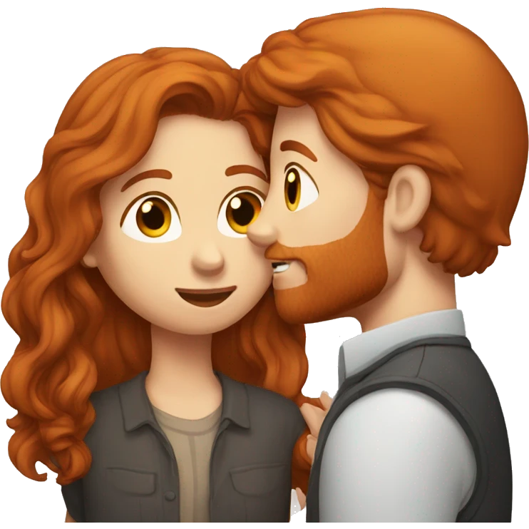 A redhead kissing a man chestnut-haired man emoji