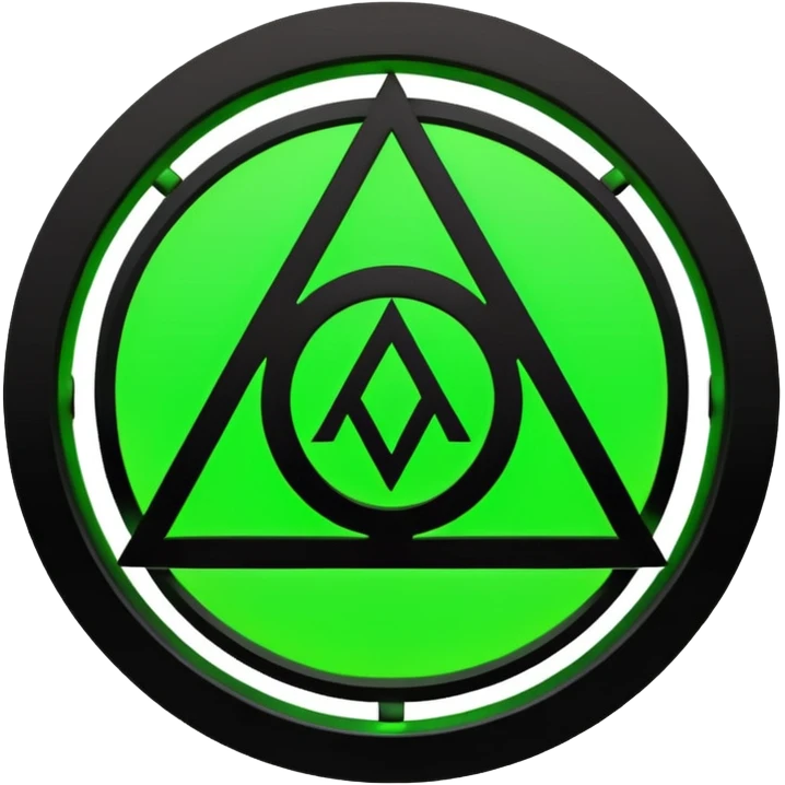 Emoji, dark futuristic occult sigil, symmetrical geometric shape, black metal, gothic cyber aesthetic, minimal flat design, sharp edges, centered, transparent background emoji