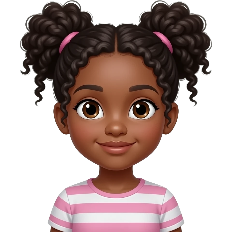 A 8 year old black girl with Afro puffs emoji