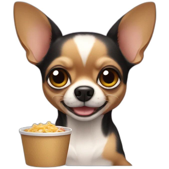 chihuahua negro comiendo emoji