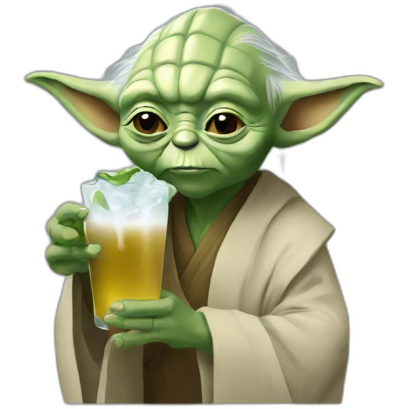Yoda drinking emoji