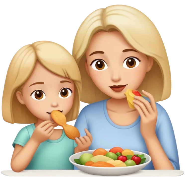 Mutter und Tochter am Essen emoji