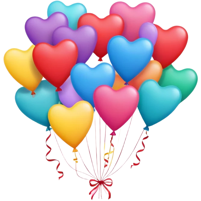 Happy birthday callout with hearts and balloons emoji
