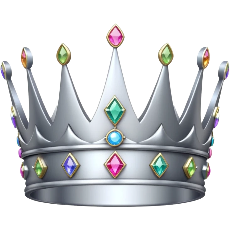 silver feminine crown with rainbow gemstones emoji