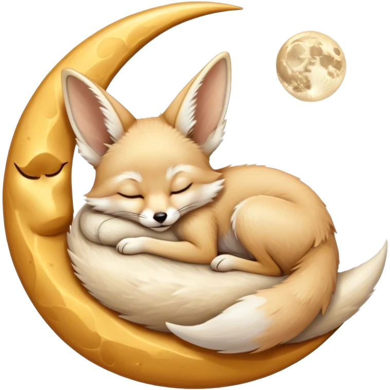 fennec sleeping on a moon sickle  emoji