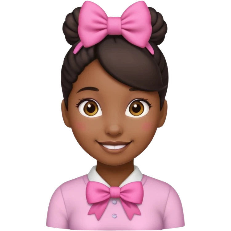Make a black girl emoji with a bun and a pink bow emoji