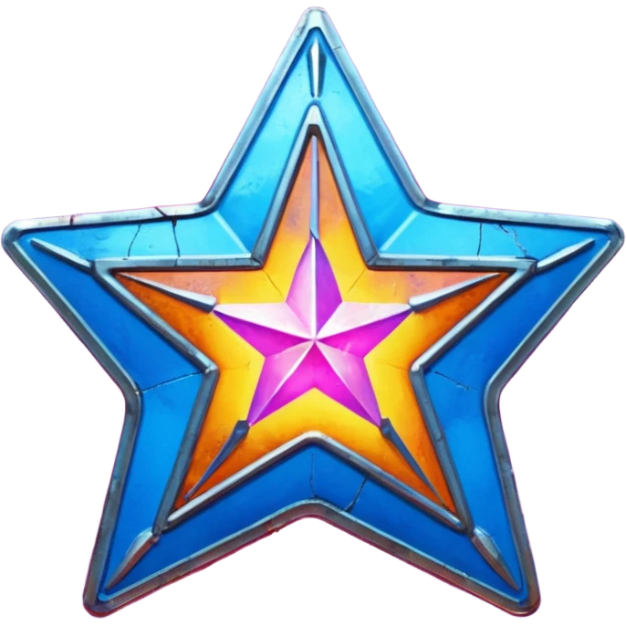 synthwave - aesthetic brilliant divine lighting, oil paint - vintage police star rusty and broken emoji