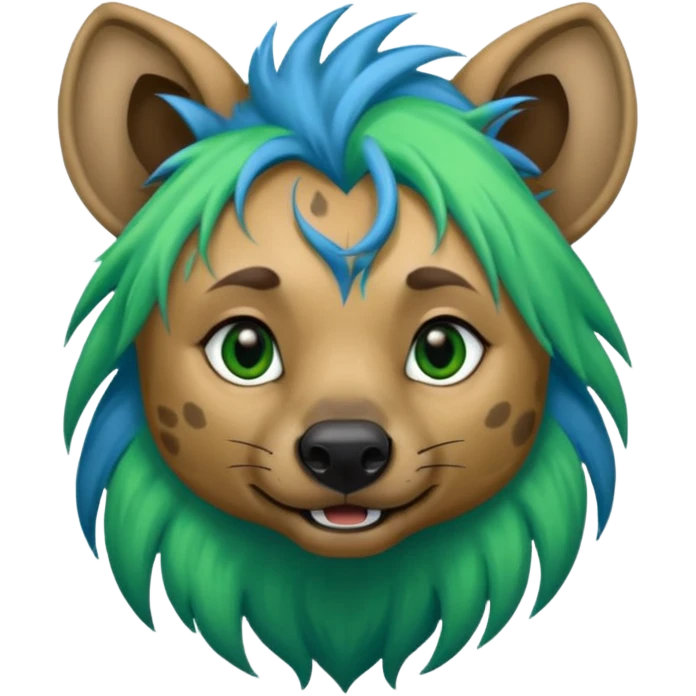 hyena withlongblue and green hair emoji