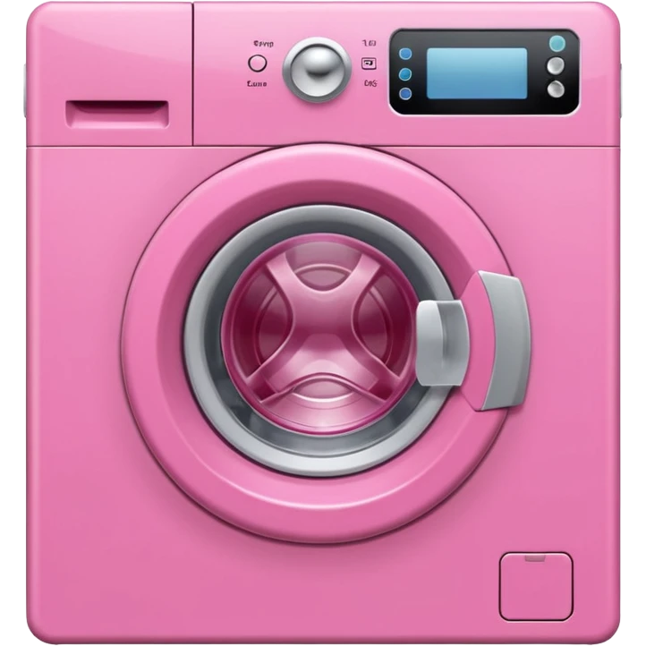 
pink washing machine mid-cycle with clothes tumbling inside emoji