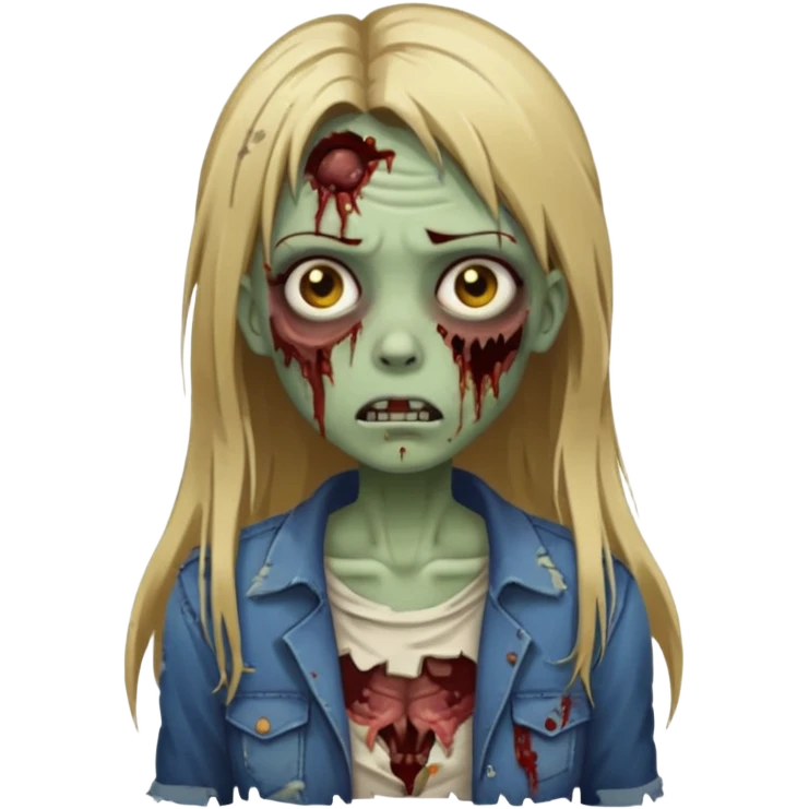 zumbi girl long dark blonde straight hair emoji