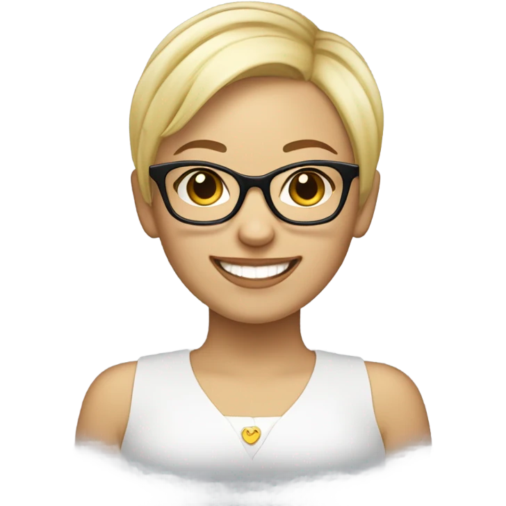 Pretty blond woman pixie cut glasses love emoji