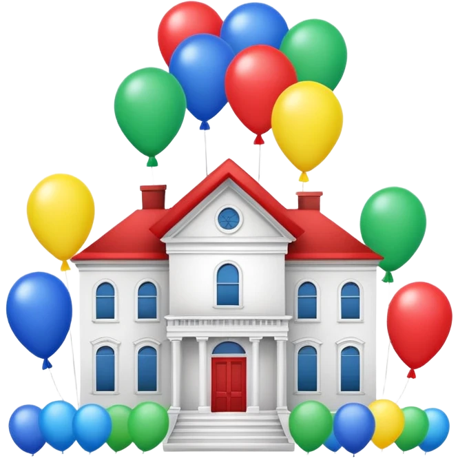 white house with balloons on top emoji