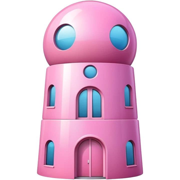 Show me tall, pink skyscraper with rounded top and two spherical entrances placed at the bottom emoji