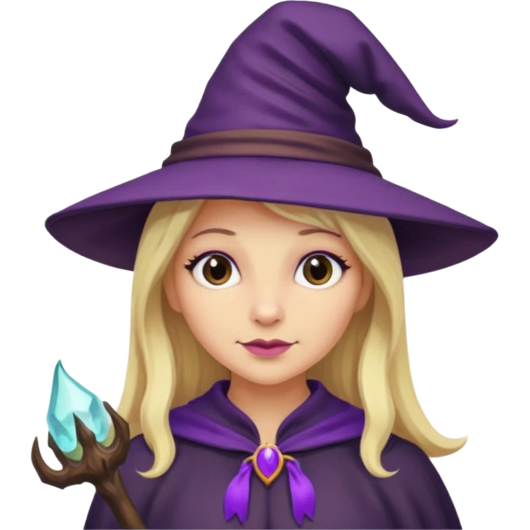 witch in purple hat with blond haircute emoji