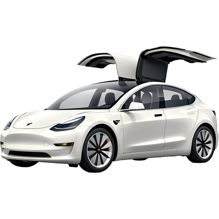 Tesla model 3 white. Icon. In a hurry. No wings  emoji