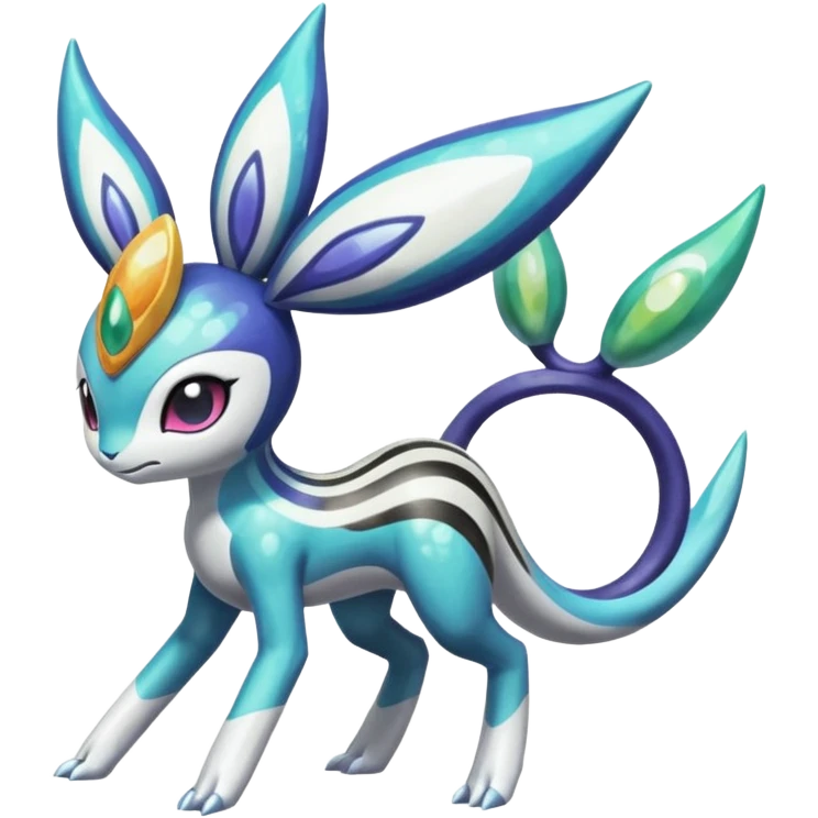 Shiny Spotted Striped Colorful-Fruity-Splash-marked Meloetta-Kyurem-Dialga-Suicune-Pteromon-hybrid emoji