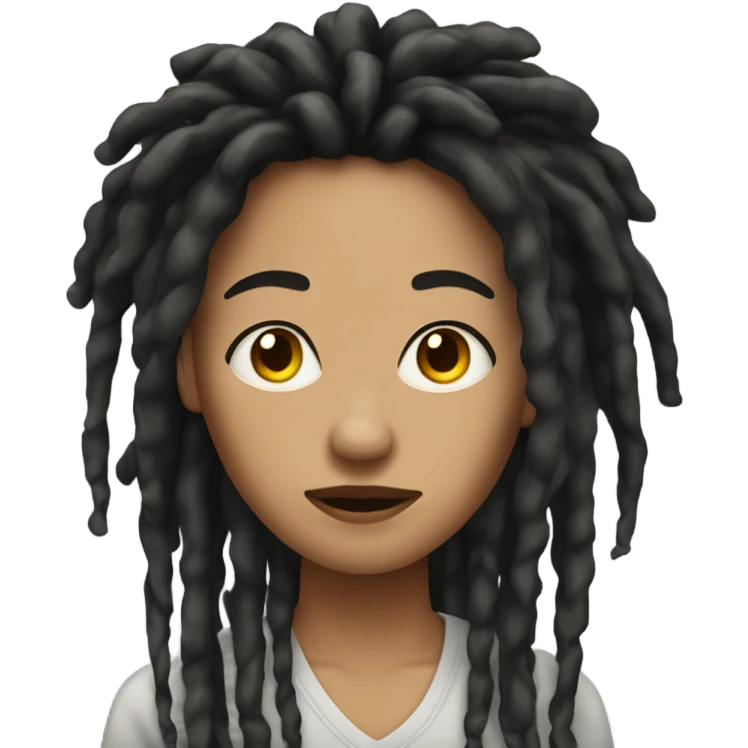 Close up Light skin woman bad hair day black dreads emoji