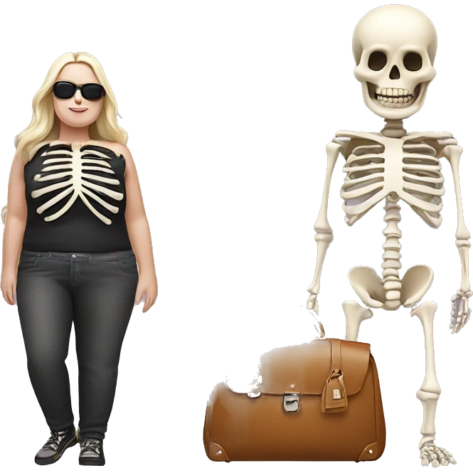 Very very very fat skeleton with a birkin bag emoji