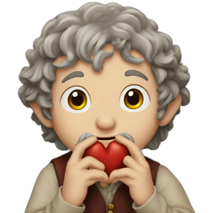 bilbo baggins making a heart with his hands emoji