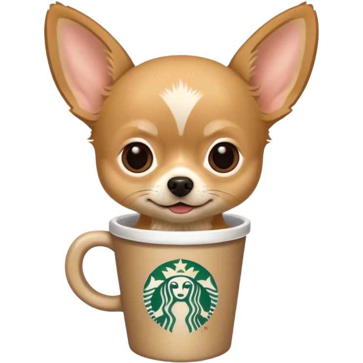 Chihuahua with a Starbucks cup emoji