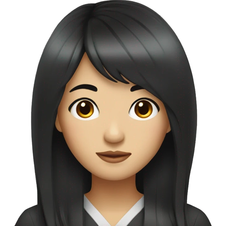 Asian woman in her 40s, black hair with fringes. emoji