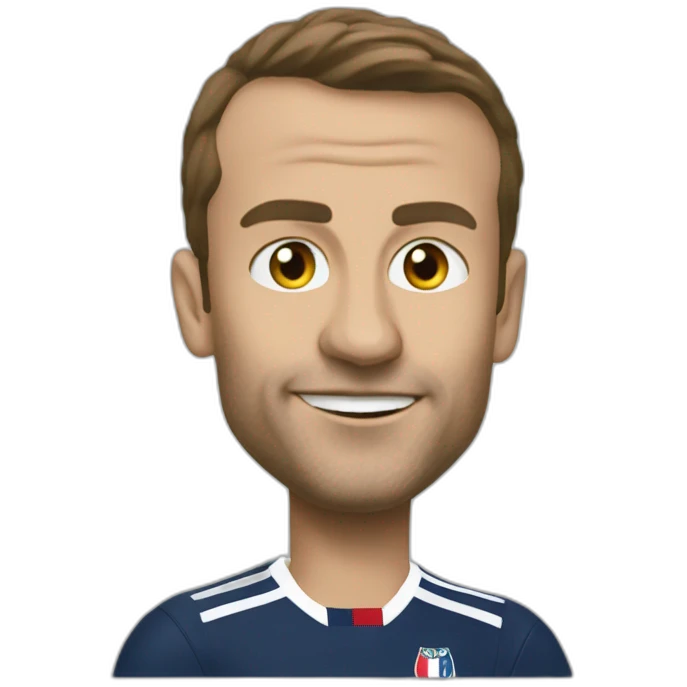 Macron en tenu de foot emoji