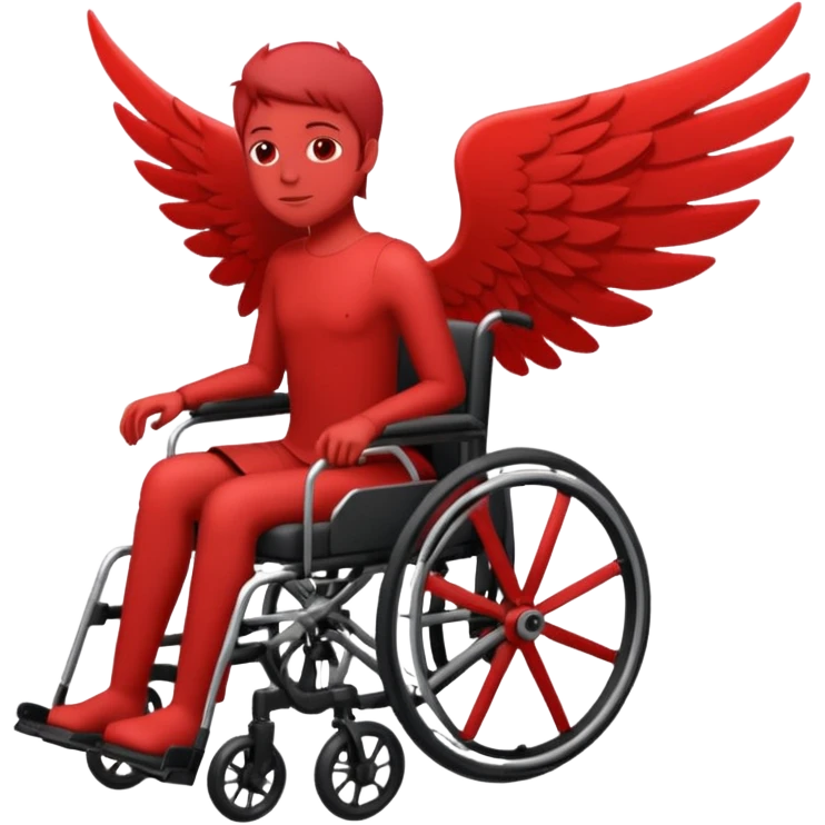 "Red silhouette of a person in a wheelchair with a wing on the left shoulder, clean lines, minimalist emoji" emoji