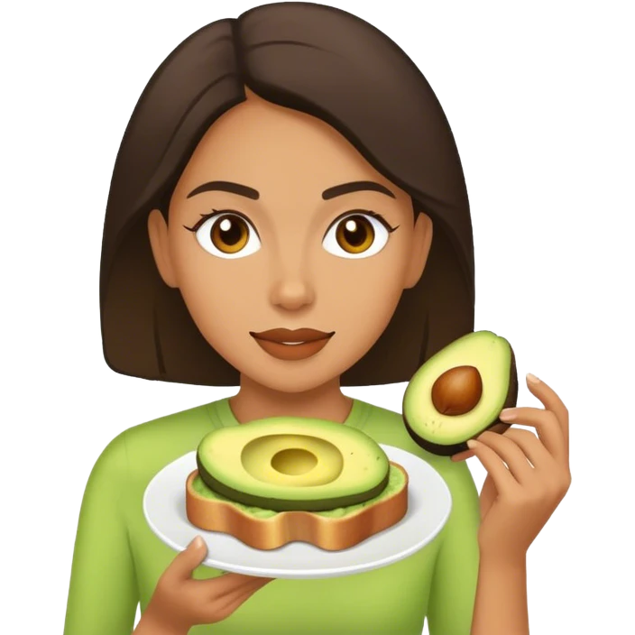 Mixed girl eating avocado toast emoji