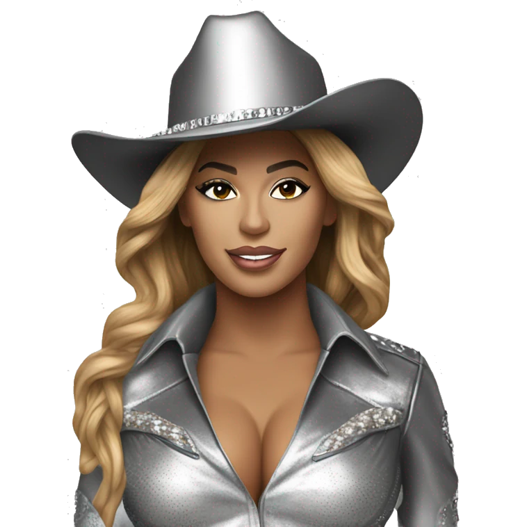 Beyoncé wear in silver cowboy on discoball horse emoji
