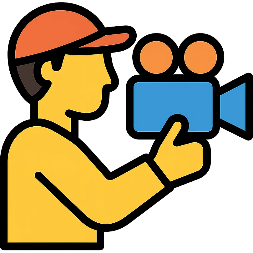 cinéaste tenant une caméra emoji