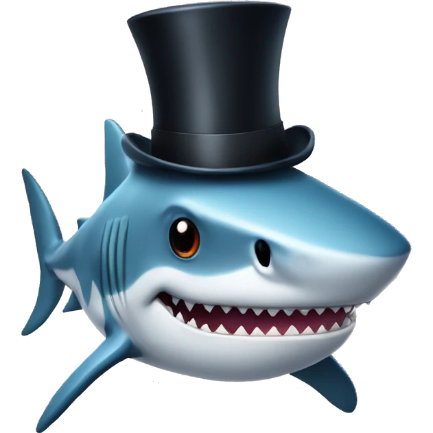 Shark with a top hat emoji