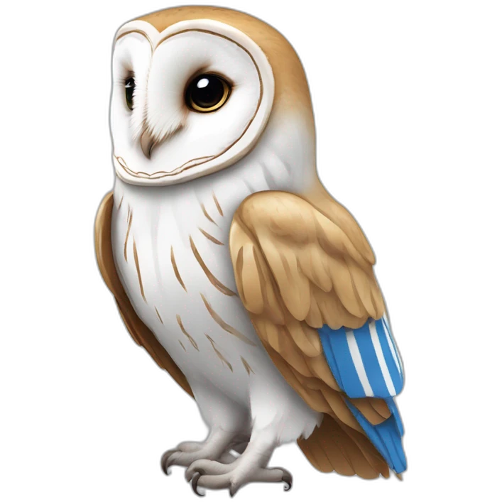 Barn Owl wearing blue and white striped shirt emoji