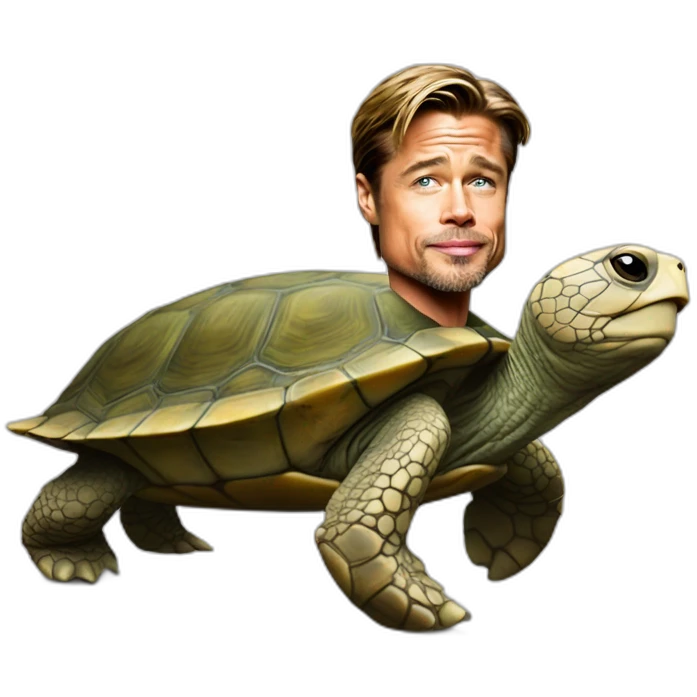 Brad Pitt sur une tortue emoji