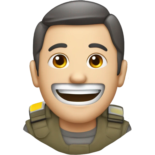 Cara de inseguridad fingiendo felicidad no disimuladamente  emoji