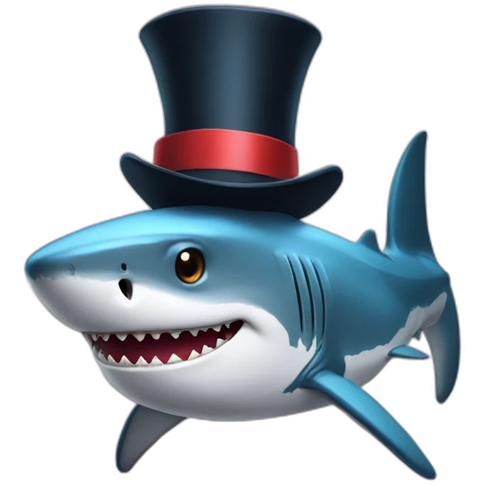 Shark with a top hat emoji
