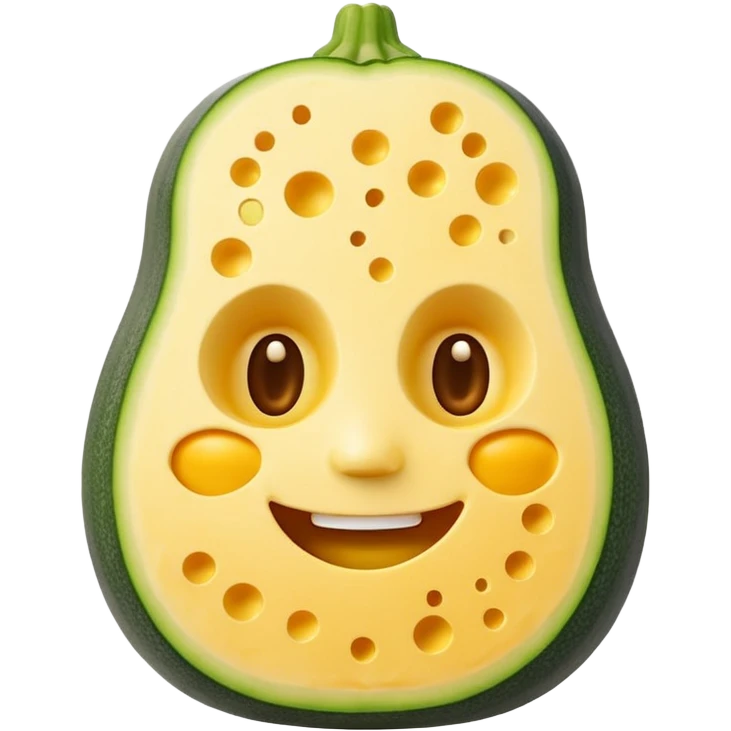 zucchini made out of cheese with a face emoji