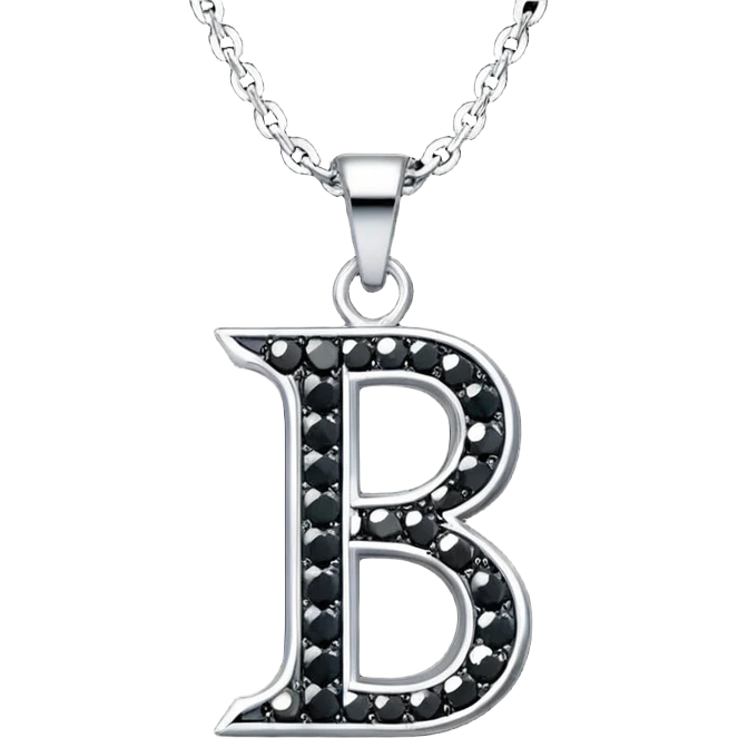 Realistic detailed black luxury neklace made from black diamond with the letter R on it emoji