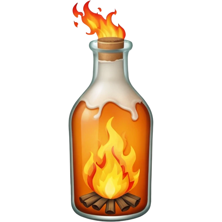 Bottle with burning rag in it  being thrown  emoji