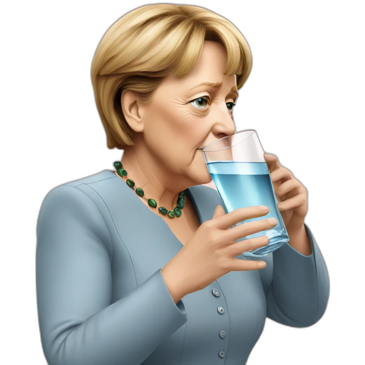 Merkel drinks a glass water emoji