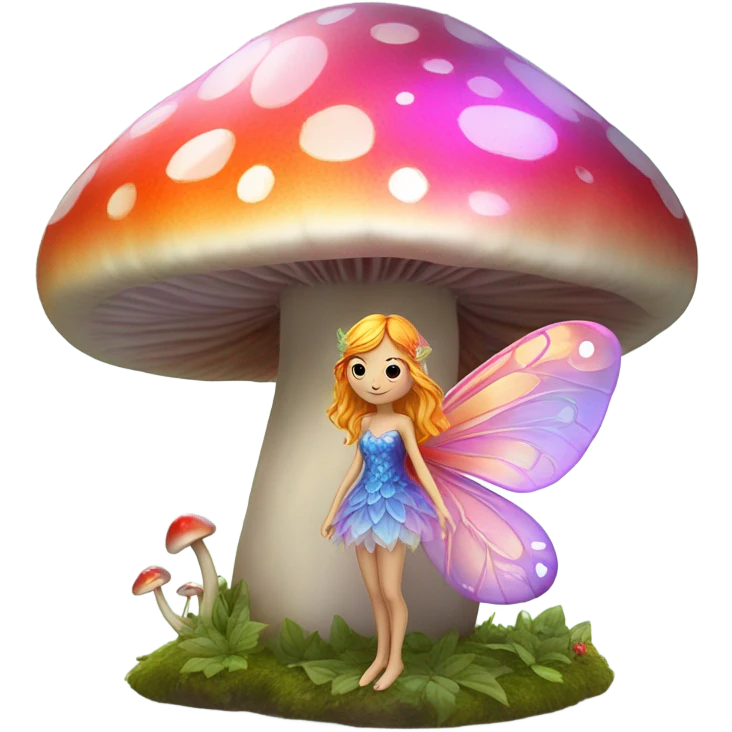 Fairy flying by a mushroom emoji