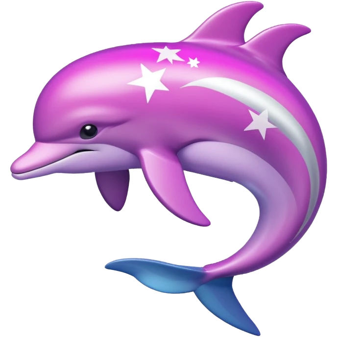 Pink and purple streaked Dolphin with silver stars on it emoji