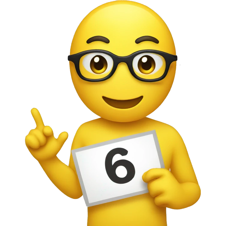 yellow emoji holding a sign with a number 6 on it emoji