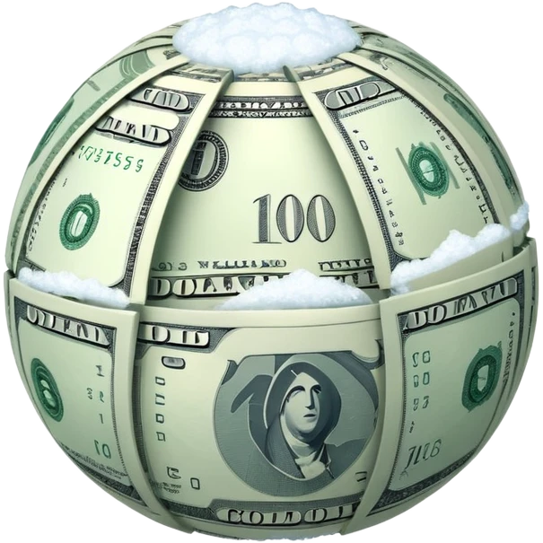 Snow ball with dollar bills  emoji